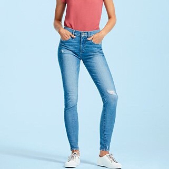 LOFT Denim - LOFT Destructed High Rise Slim Pocket Skinny Jeans